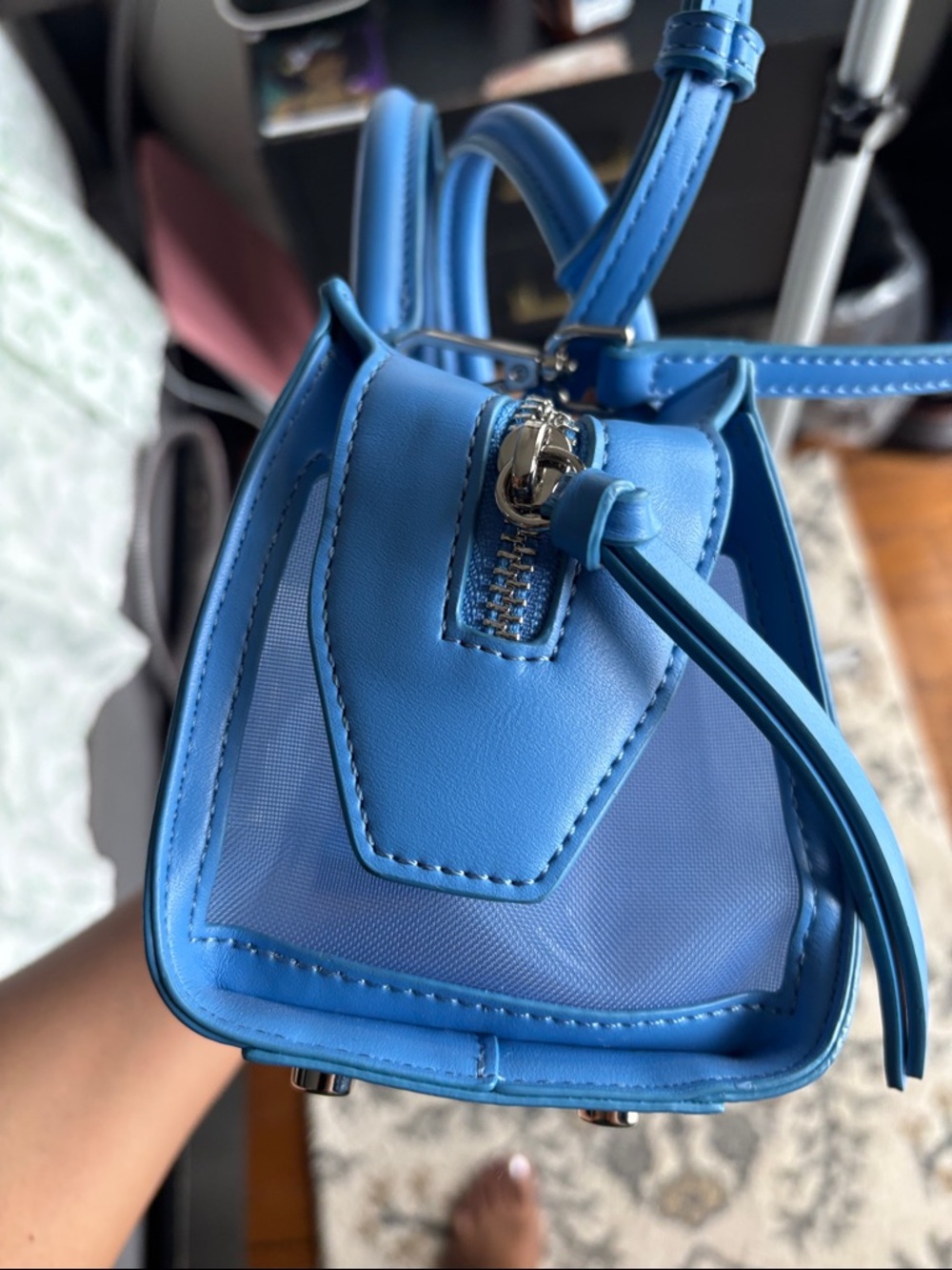 Brandon Blackwood Bright Blue Clear Mini Satchel - Picture 3 of 9